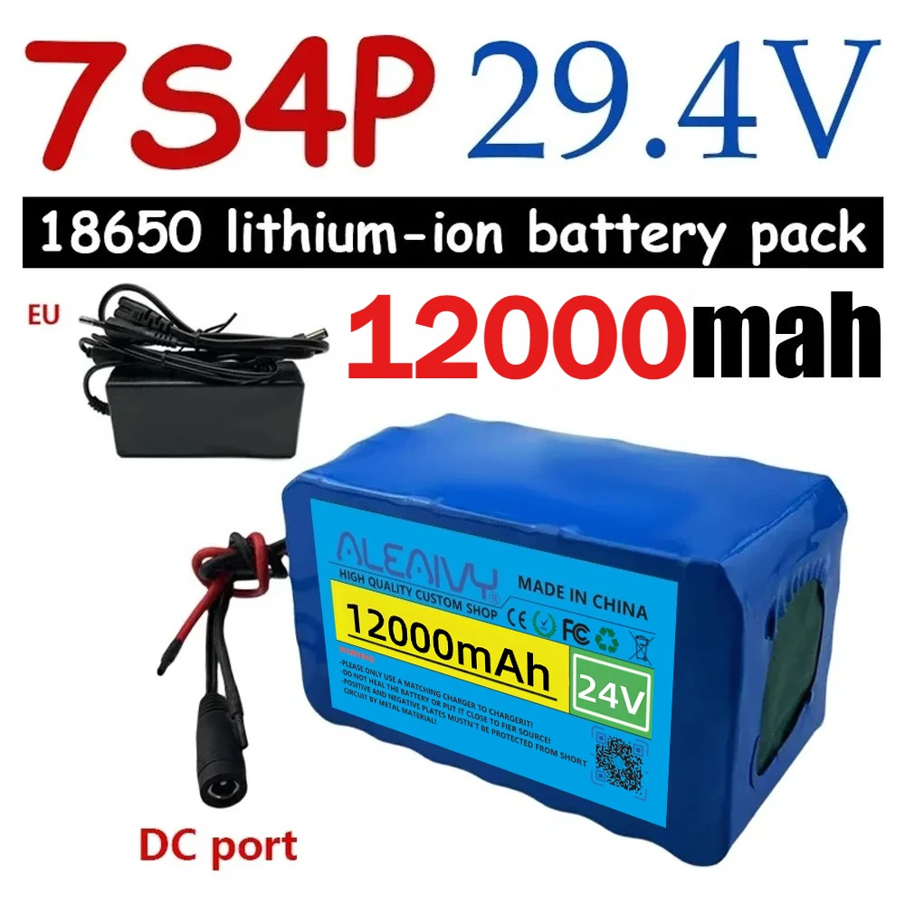 

24V 7S4P 18650 Battery 10Ah 10000mAh for Electric Wheelchairs Rechargeable Lithium-ion Battery Pack + 29.4V Charger