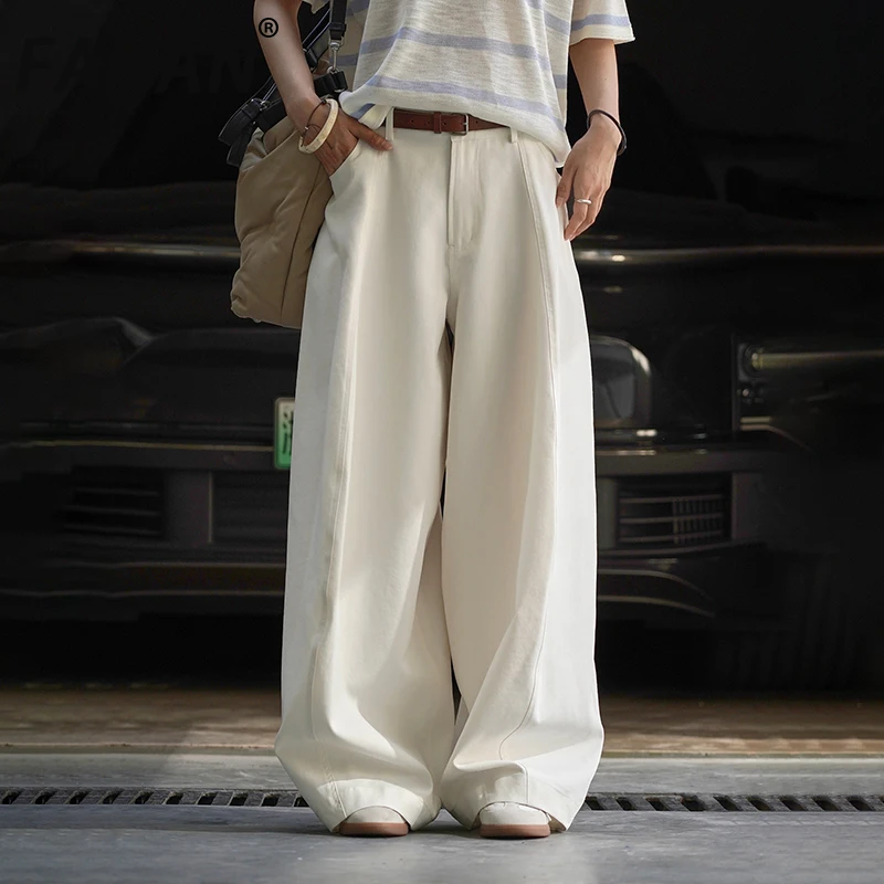 

FANAN, прямые брюки в корейском стиле для женщин, свободные широкие брюки с высокой талией, офисная женская одежда, новинка осени 2023 года