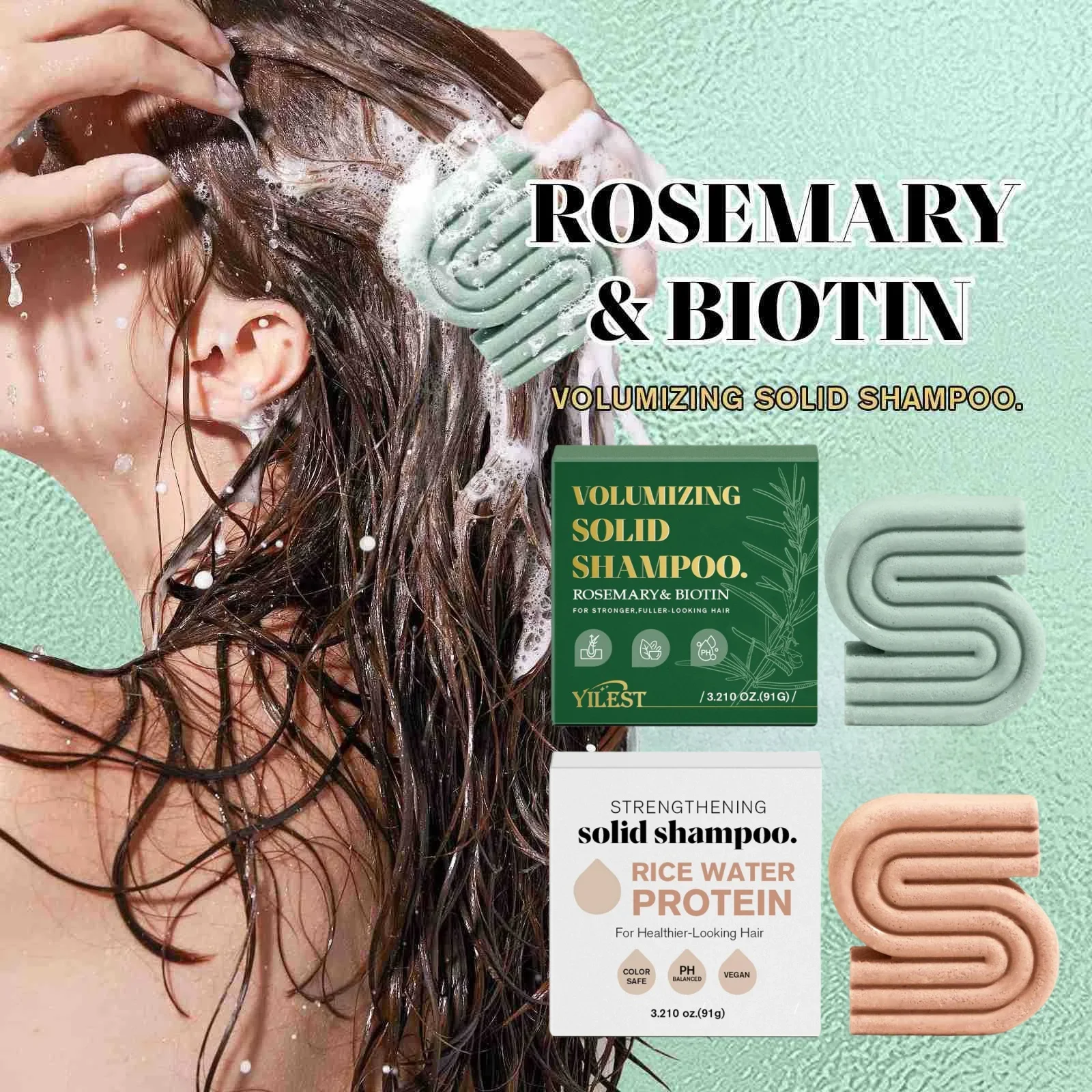 Rosemary Shampoo und Conditioner Bar Set für dünner werdendes Haar Volumen Shampoo Bar Stärkendes festes Shampoo Rise Water Protein