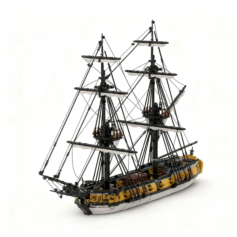 

NEW 3233PCS MOC Medieval HMS Challenger British 14 Gun Sloop DIY Creative Warship Display Model Assembly Building Blocks Gift