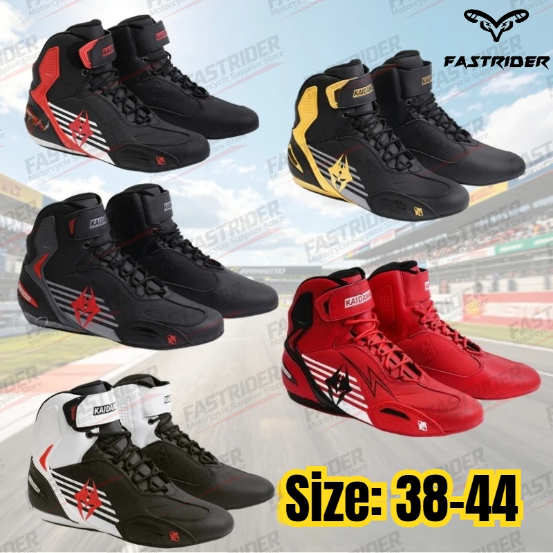 

Men Women Motorcycle Riding Boots Anti-drop Non-slip Leather Shoes for Road Race Rally Commute