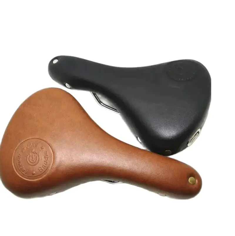 Q1106 Bicycle Saddle Handmade Brown Vintage Racing Mountain Bike Cushion Saddle Brown High - End Retro Bag Seat