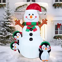 JOYFY 6 FT Christmas Snowman Inflatable Outdoor Decoration with Build-in Multicolor LEDs Snowman Penguin Blow Up for Xmas Party