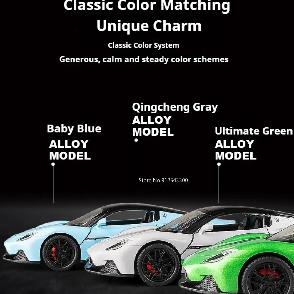 1:22 Scale MC20 NA1 Car Model Toy Doors Opened Pull Back Cars Alloy Diecast Rubber Tires Vehicle for Boyfriend Holiday Surprise