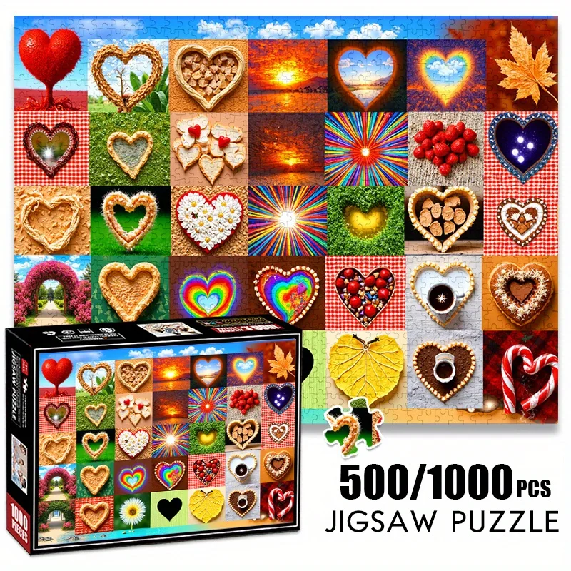 500/1000 elementów Papierowe Puzzle Romantyczne w Stylu Dreamy Healing, Duże Puzzle w Kształcie Serca, Zabawka, Gra dla Dorosłych, Prezent, Gra Interaktywna dla Rodziny P