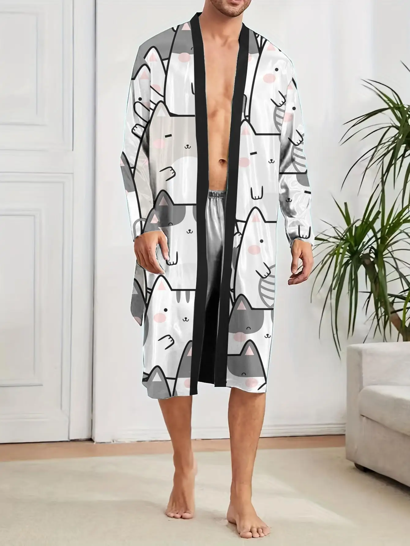 1pcs Men's Robes 2026 Spring/Summer Breathable dressing gown sleepwear bath robe 3D Printed Sleepwear Funny pajamas Graphic