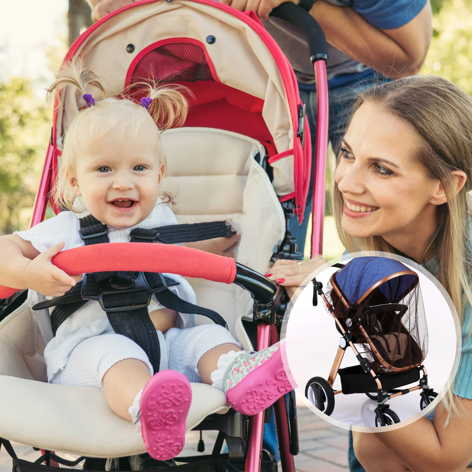 3Pcs Universal Baby Stroller Mosquito Netting Stretch Full Cover Breathable Mesh Netting for Kids Stroller Net