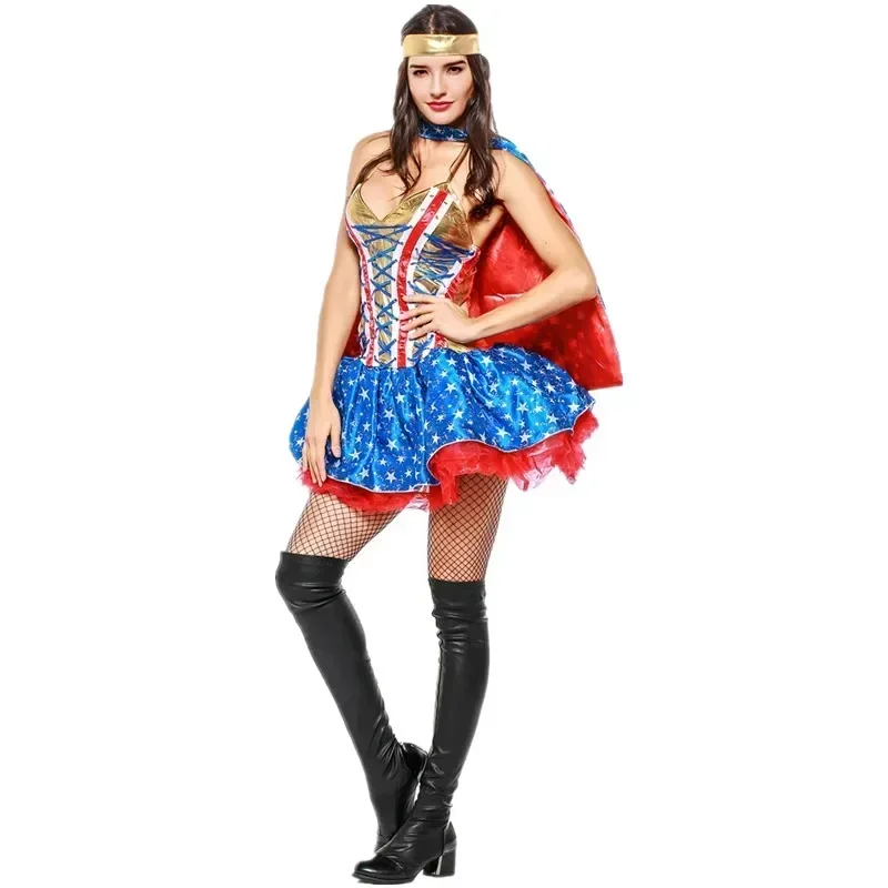 مثير الكبار روما Supergirl زي هالوين الدجاجة حزب سوبر المرأة تأثيري فستان بتصميم حالم