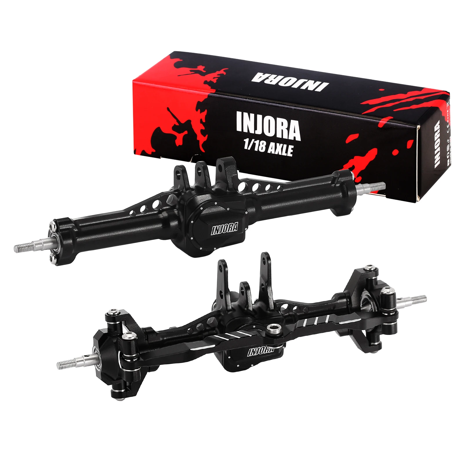 INJORA CNC Aluminium 4mm Verlengde Voor Achter Complete Assen voor 1/18 RC Crawler TRX4M Upgrade (4M-61)