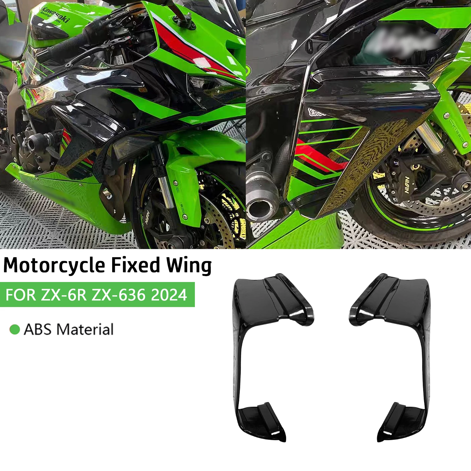 

For ZX6R 2024 ZX636 2024 ZX-6R ZX-636 Motorcycle Naked Front Spoiler Winglet Spoiler Fairing Side Wing Aerodynamic Wing Kit