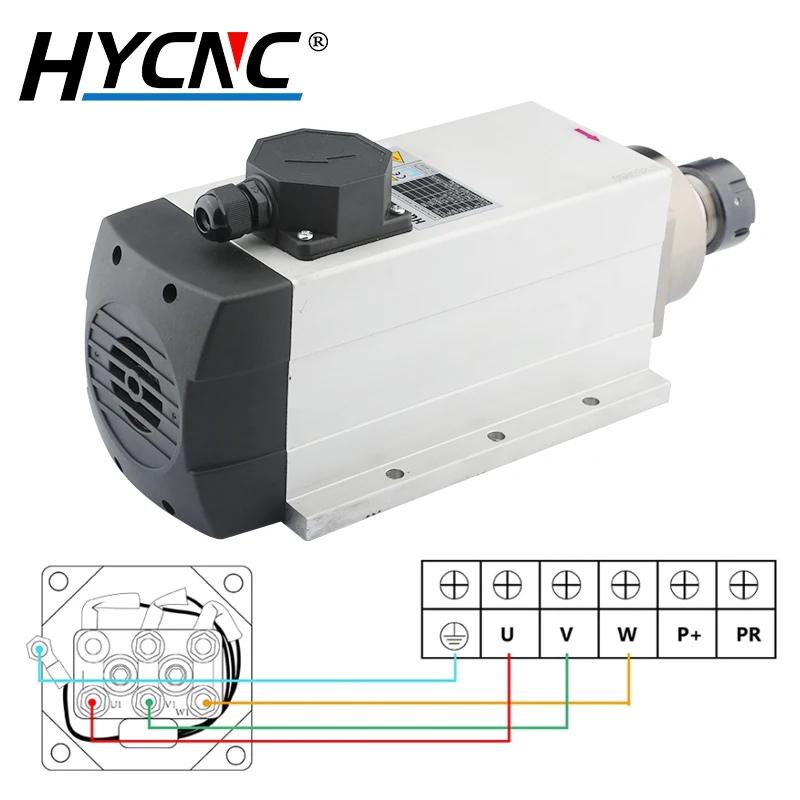 HQD 6kw ER32 Air-Cooled Spindle Motor 220V 380V 18000RPM Square Air-Cooled Spindle Used For CNC Milling Router Machine Tools