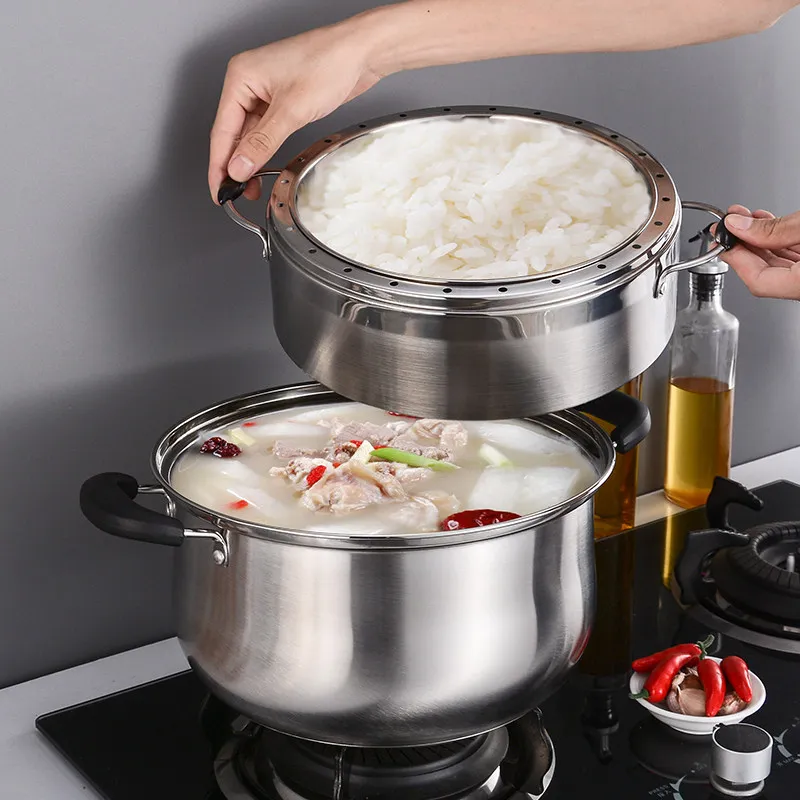 CX steamer stainless steel three-layer thickened and bottom-covered multi-layer household energy-saving steamed bread pot