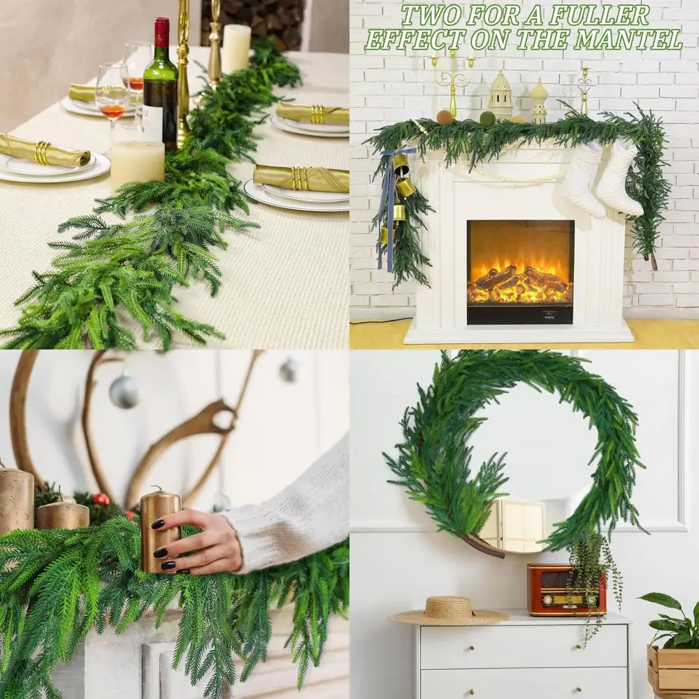 

6-футовая искусственная рождественская сосновая гирлянда Norfolk, реалистичная искусственная зелень для внутреннего/наружного праздничного декора