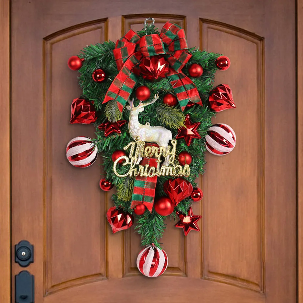 

Christmas Wreath Garland Ornament Xmas FrontHanging Wall Home Decor For Door Window Mantle Indoor Outdoor Christmas Decorat