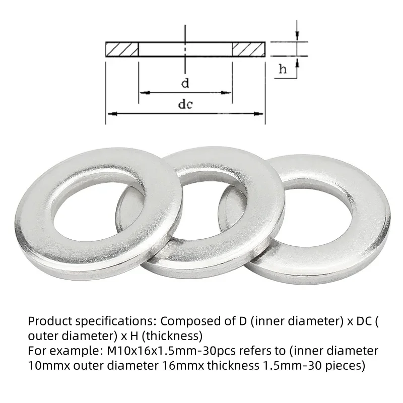 Washers 1-30pcs A2-70 304 Stainless Steel Flat Washer  Large Size Oversize Big Wider Flat Washer Plain M10 ~M20 M22 M24 M33 M36