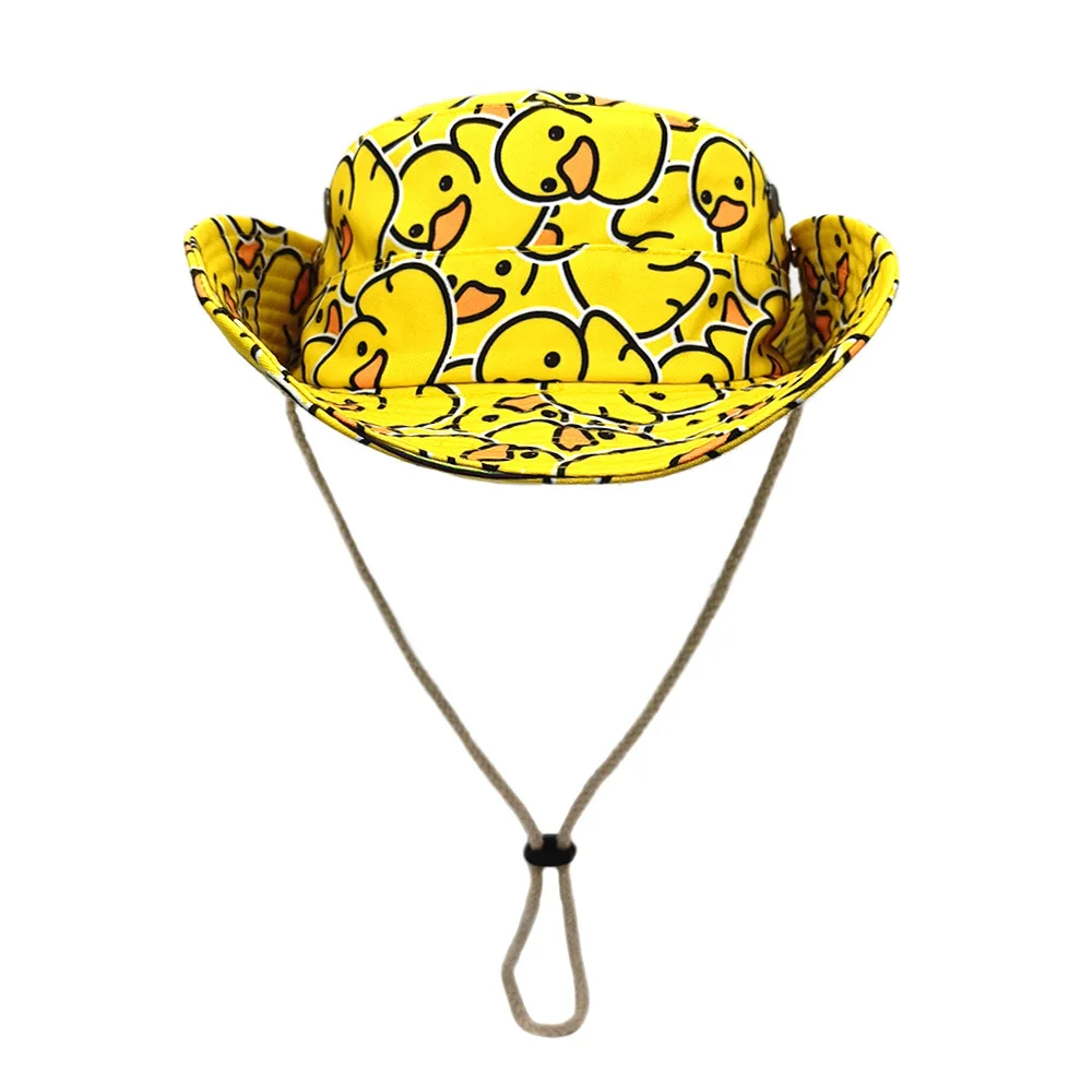 Niedlicher Gelber Enten-Cartoon Bucket Hat für Männer und Frauen - Sommer UV-Schutz Anglerhut mit Verstellbarem Kinnriemen, Retro 80er 90er S – Detail 11