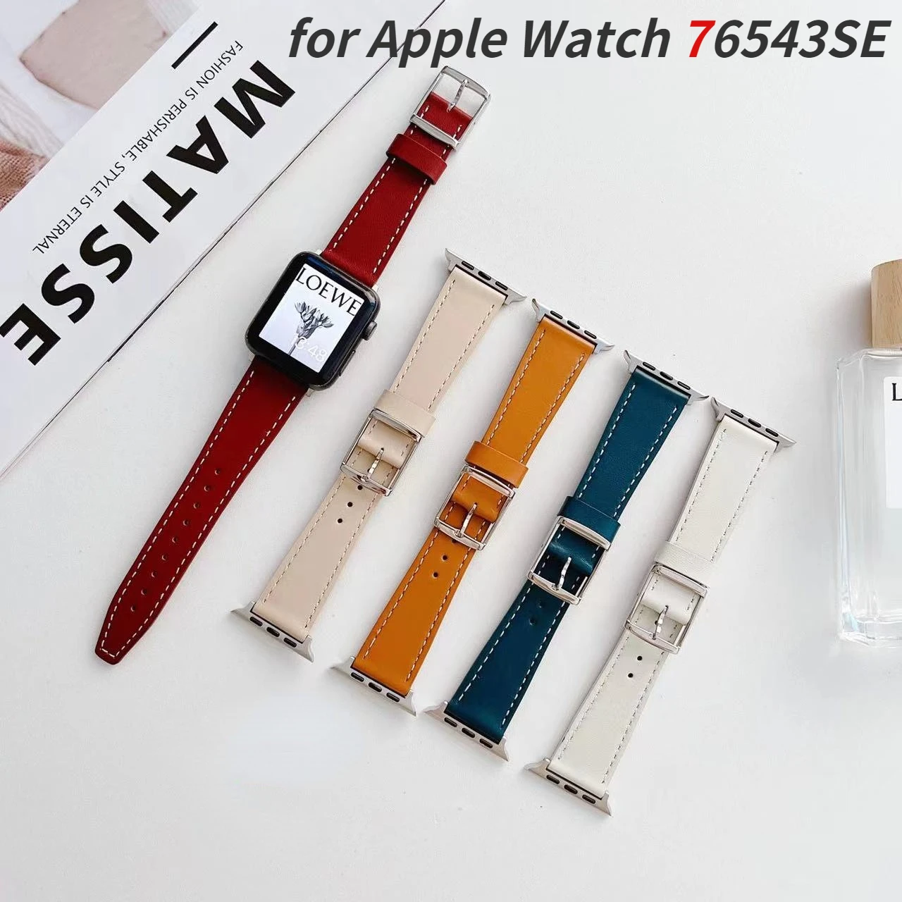 

Leather strap For Apple Watch Band 8 7 45mm 41mm Soft Sports Bracelet Wristband for iWatch 6 5 4 3 SE 44mm 42mm 40mm Band Coeera