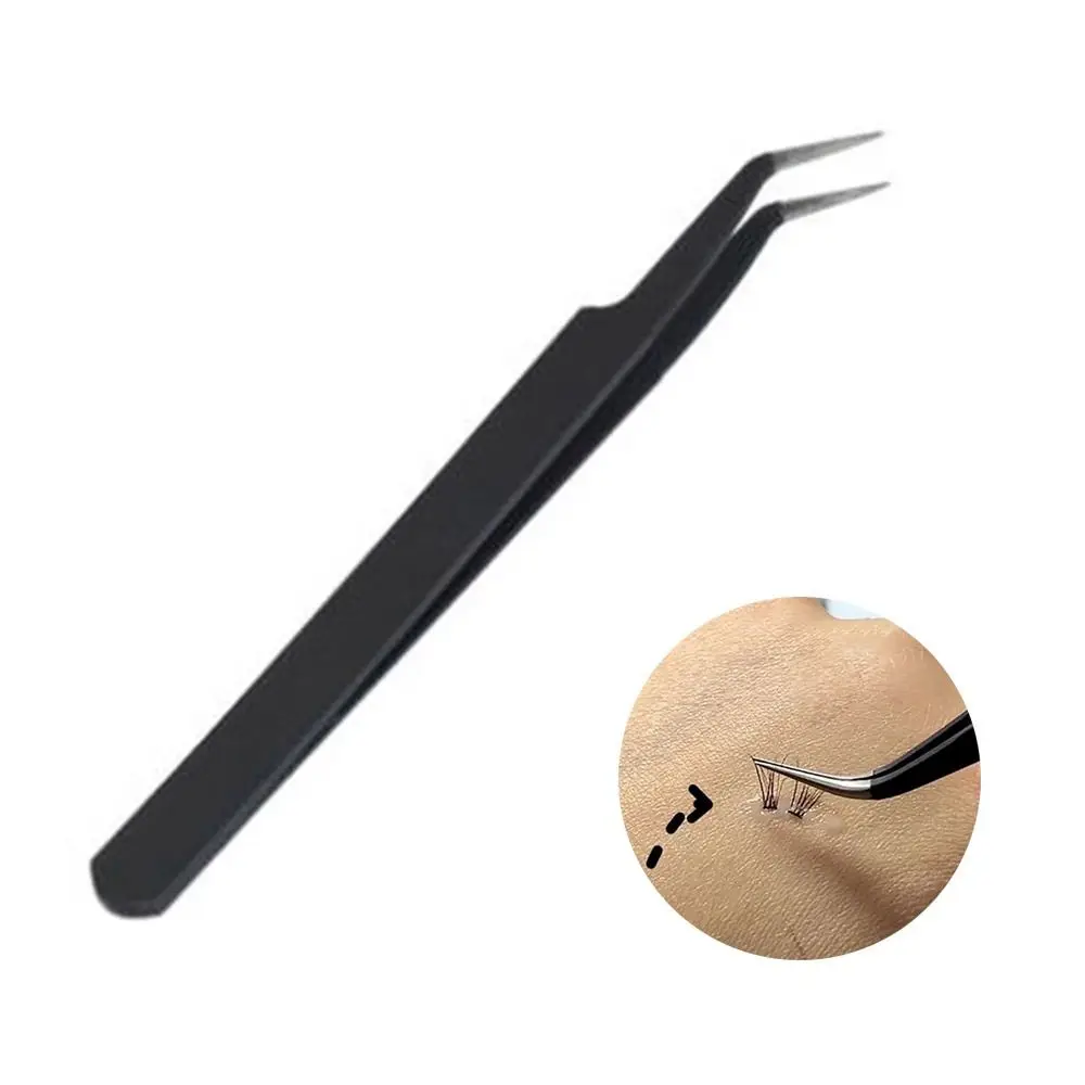 Nouveau Pince à épiler droite incurvée noir recourbe-cils en acier inoxydable outils de maquillage des yeux Extension de cils