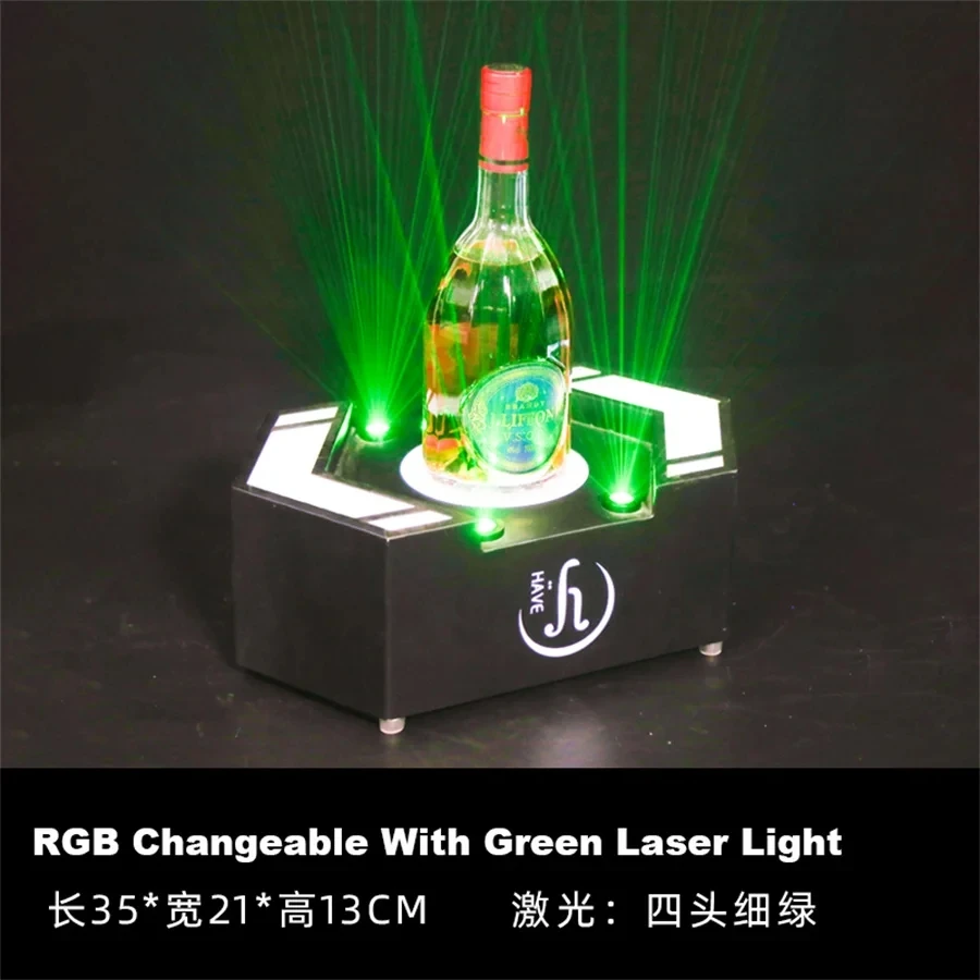 Glow Bar Wine Bottle Presenter Rechargeable Flashing Wine Champagne Glorifier Green Red Laser Light VIP Wine Bottle Display Rack