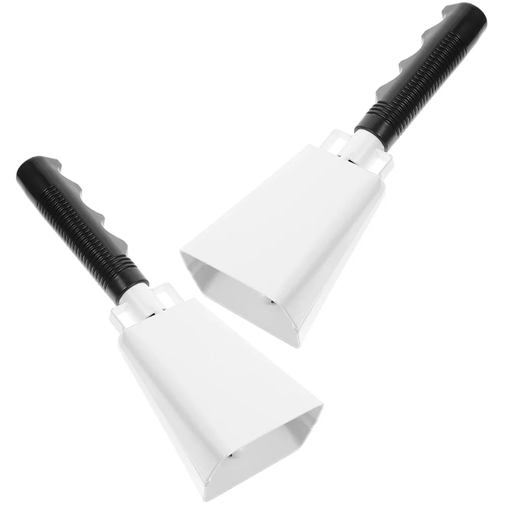 

2 Pcs Musical Instruments Handle Cowbell Cowbells with for White Metal