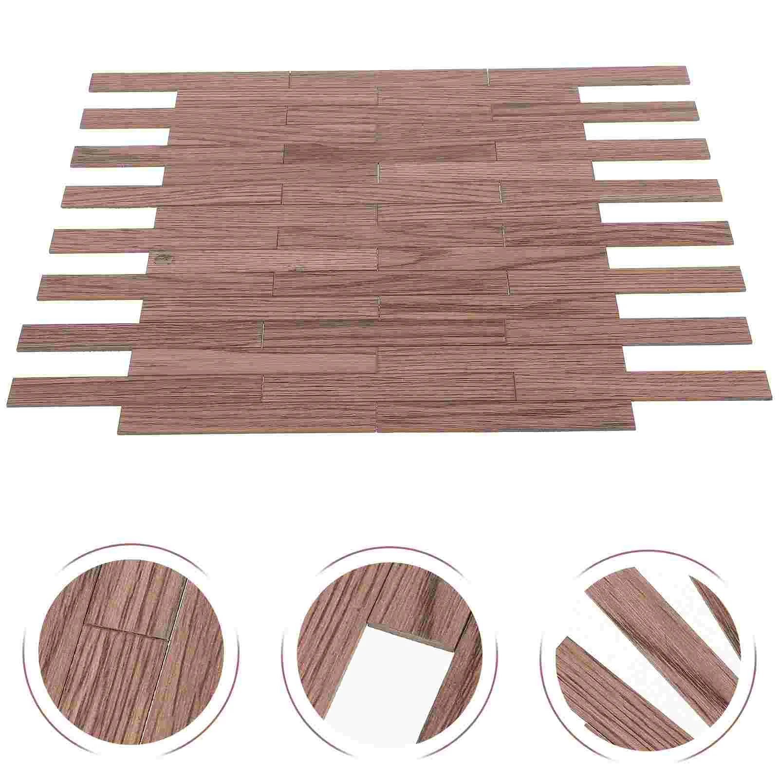 

40 Pcs Outdoor Dollhouse Floor Artificial Plants Decor Wooden Miniature Tiles Flooring