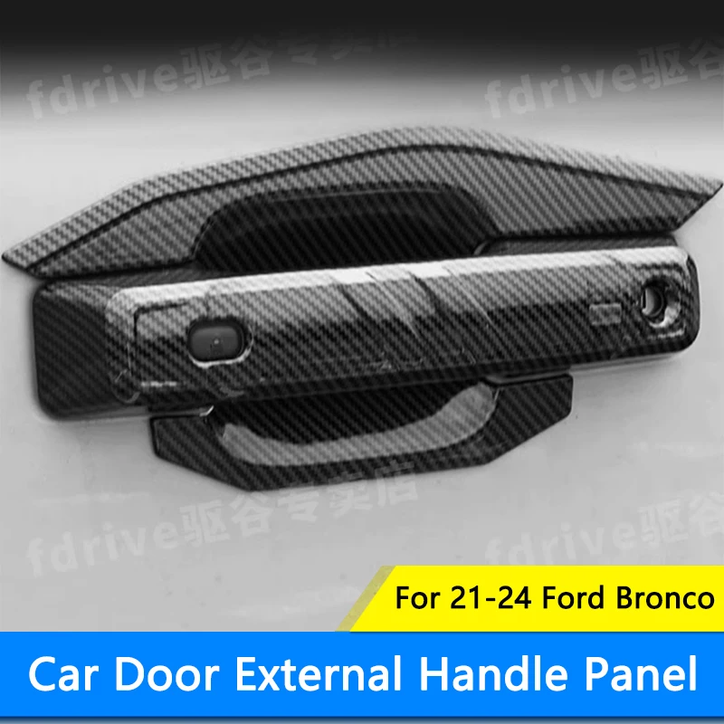 TAJIAN Car Door Handle Cover Handle Bowl Sticker ABS Outer Door Decorative Exterior Accessories Fits For Ford Bronco 2021-2024