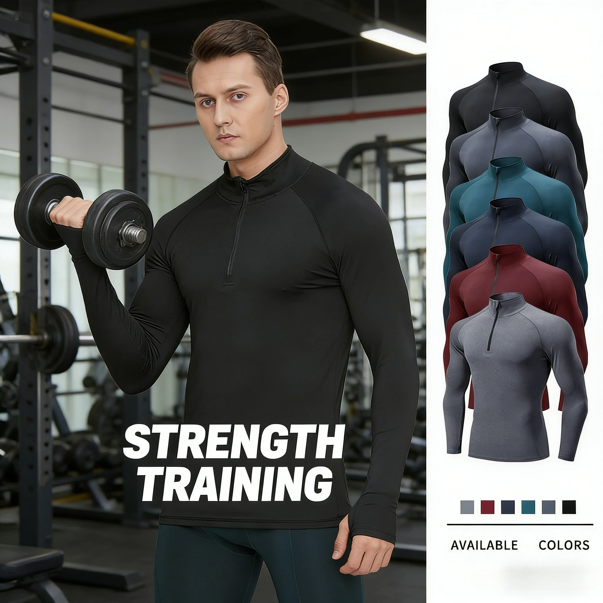 

Мужская осенняя спортивная куртка с высоким воротником, на молнии до середины груди, с длинным рукавом, эластичная, для баскетбола, бега, фитнеса и тренировок