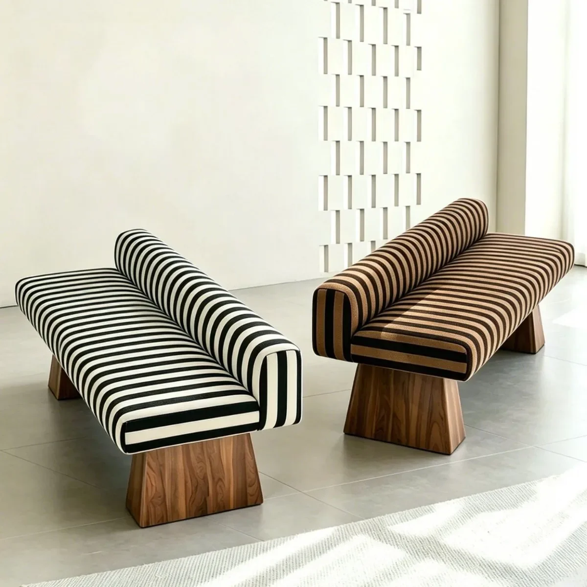 Modern simple shoe changing stool ash wood sofa stool long strip bed tail light luxury bedroom clothes