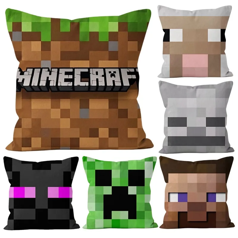 Подушки Minecraft, украшения для игровой комнаты в стиле аниме, диванные подушки Steve, подушки со вставками, 45x45 см, офисный стул, поясничная поддержка Подушки Minecraft, украшения для игровой комнаты в стиле аниме, диванные подушки Steve, подушки со вставками, 45x45 см, офисный стул, поясничная поддержка