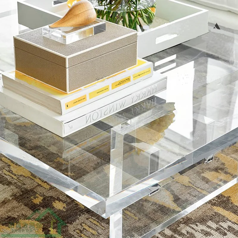 Acrylic coffee table, living room sofa, small unit type tea table, transparent glass table