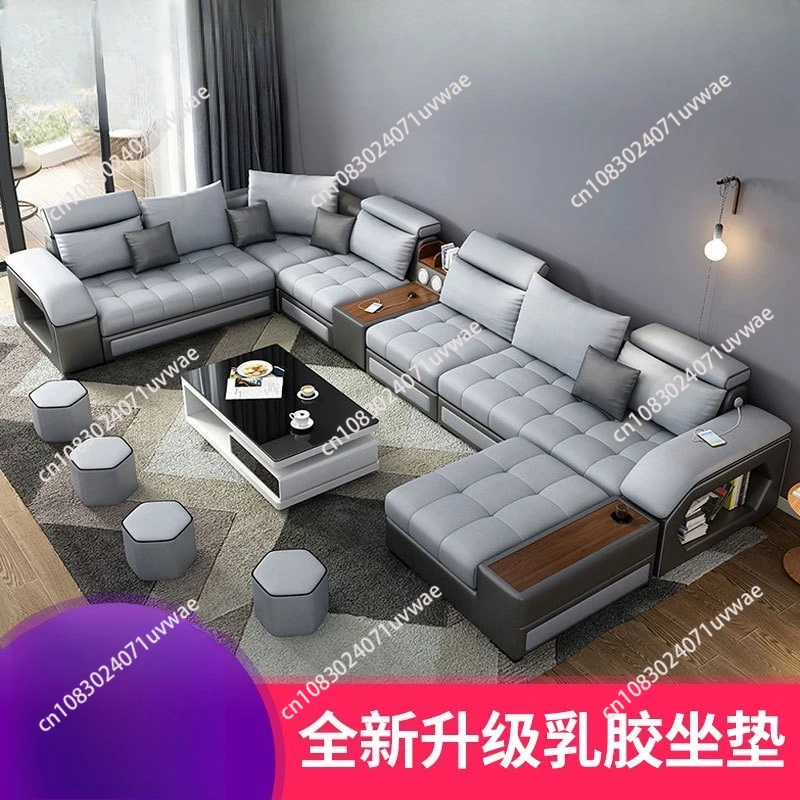 Ein modernes Wohnzimmer-Sofa-Set aus Stoff, U-förmig, 7-Sitzer, Wohnzimmermöbel-Designs, Fabrik.