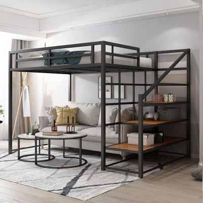 

Dormitory Queen Size Good Quality Loft Bed Hostel Adult Metal Bunk Beds With Stairs