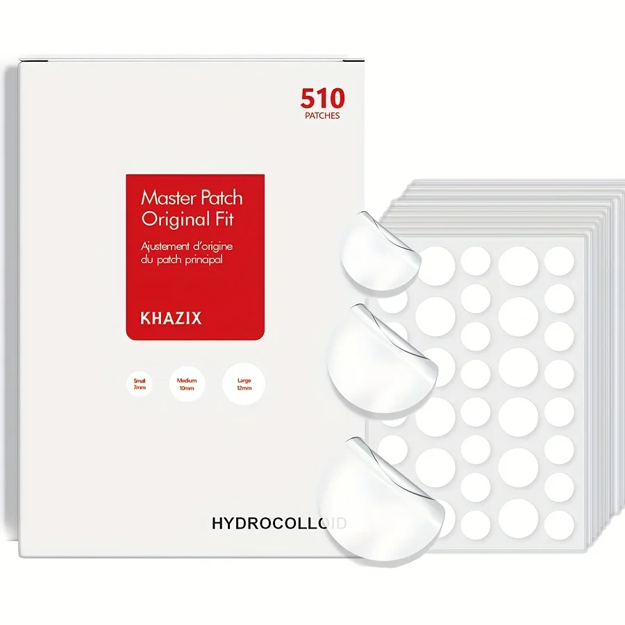 Acne Pimple Patch Hydrocolloid, 3 Size Patches for Zits Cover, Spot Stickers for Face and Body, No Toxic Ingredients (510PCS)