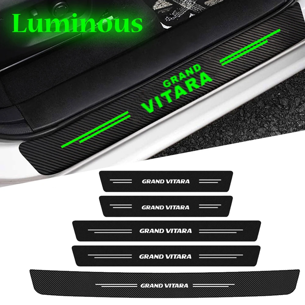 Leuchtendes Auto Schwellen band für Suzuki Grand Vitara Logo Türschwellen schutz glühenden Kofferraum Stoßstangen schutz Anti-Kratzer Aufkleber