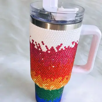 כוס 40oz עם מכסה וקשית עם ריינסטון שיפוע בקבוק מים נירוסטה עם שם בהתאמה אישית מתנה אישית עבורה 10 best sales כוס בלינג - №8