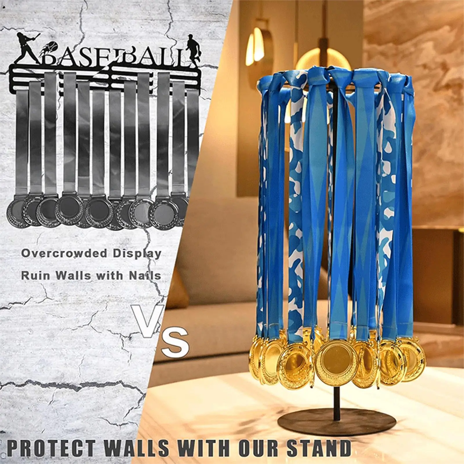 

Вращающаяся на 360 градусов настольная подставка для наград, сверхпрочная, вмещает 45 спортивных наград, для бегунов и соревнований по бегу