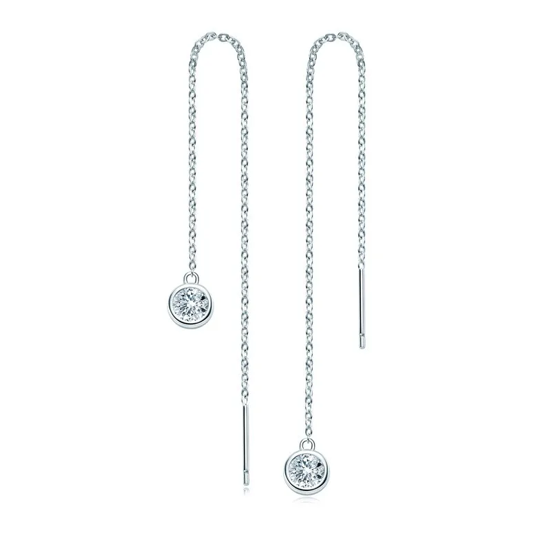 

EMO-143 Lefei Fashion Trend Fine Luxury Moissanite Classic Dangle Tassel Simple Earring Ear Line For Women 925 Silver Party Gift