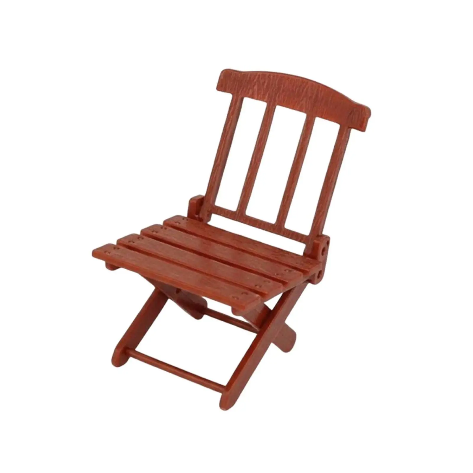 Folding Doll Chair Miniature Beach Furniture Plastic Brown for OB11 Dollhouse Summer Scene