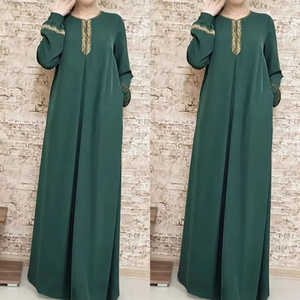 Casual Floral Print Maxi Dress Loose Straight Cut Regular Sleeve O Neck Breathable Fabric Comfortable Female Commute Gown