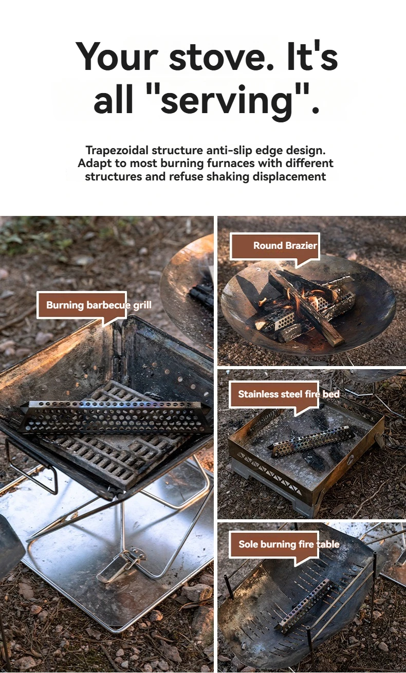 CAMPINGMOON Neuheit A4-CS/A4-CM Luftloch BBQ-Zubehör Campingausrüstung Wiederverwendbares Metall-Brennholz aus Edelstahl – Detail 9