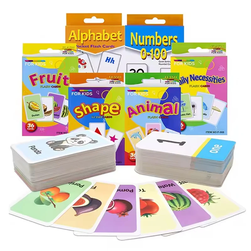 36Pcs/set Learning Cards ABC Letter Number Shape Color Baby Early Stimulation Flash Cards Interactive Games For Children Gifts