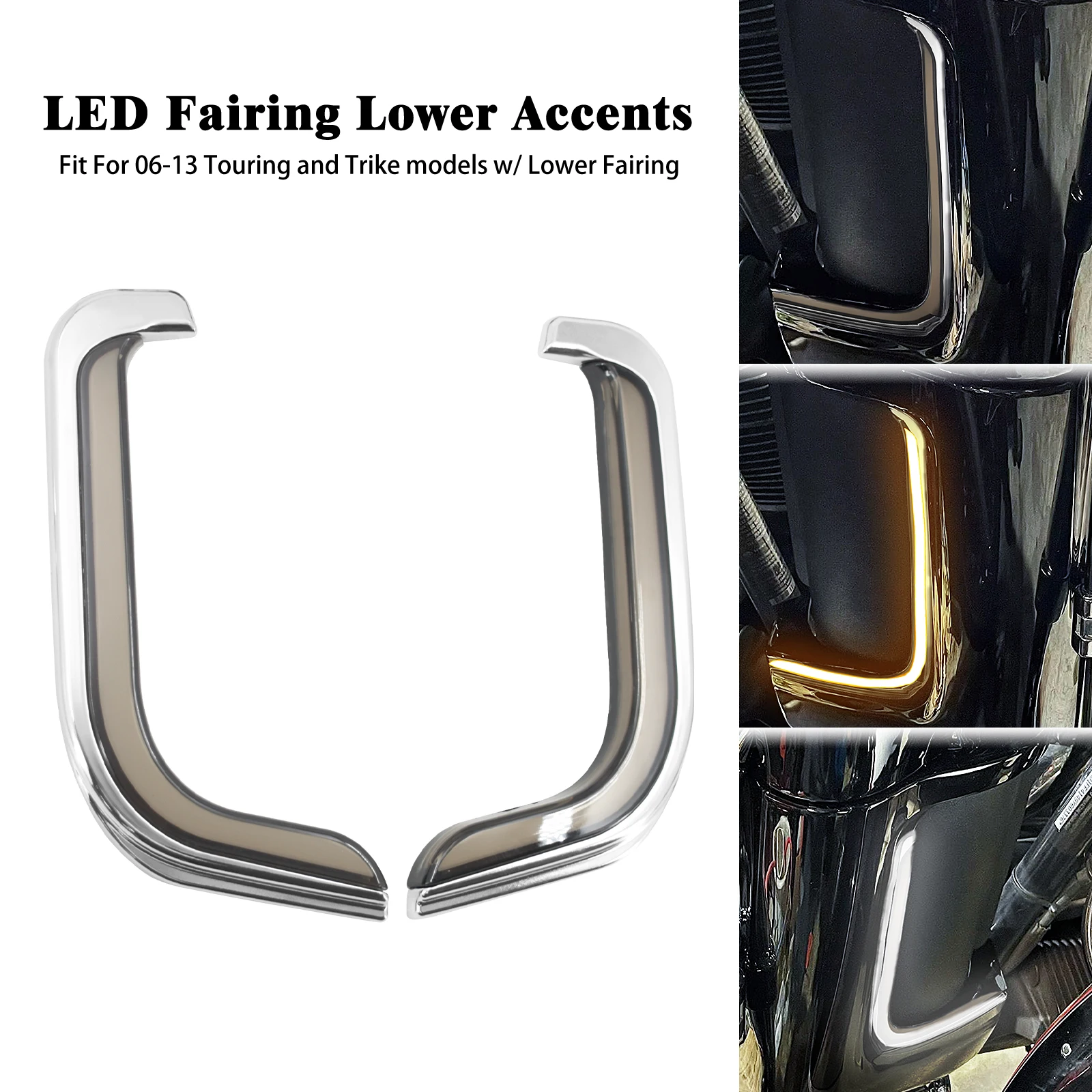 Motorcycle LED Fairing Lower Grills Running Lamp Turn Signal Light For Harley Touring Street Electra Glide Road King 1996-2013