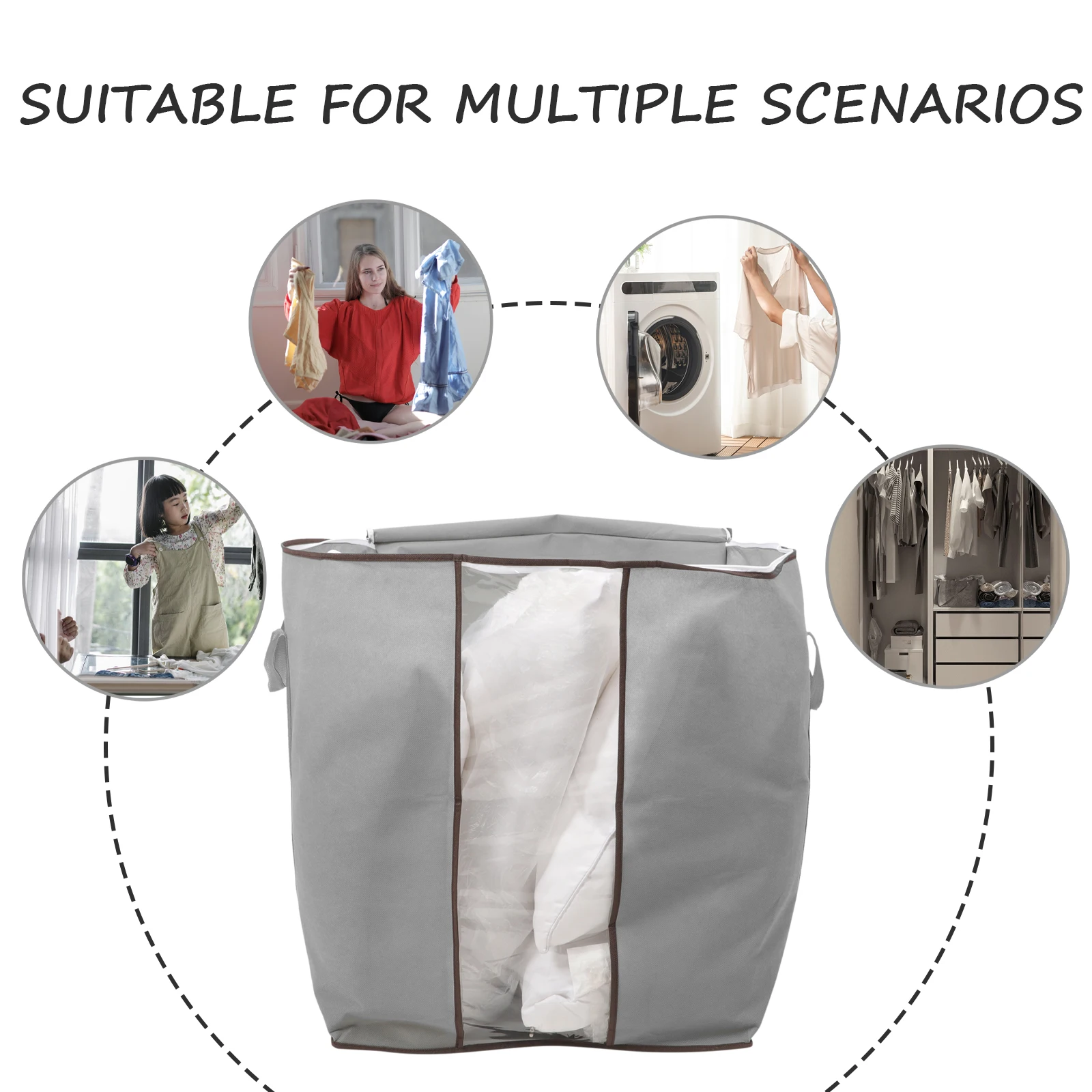 

Large Capacity 50x40x60CM Gray Quilt Bedding ganizer Quilts Bag Comforter Clothes Blanket Storage Bag Closet Non Woven Bins