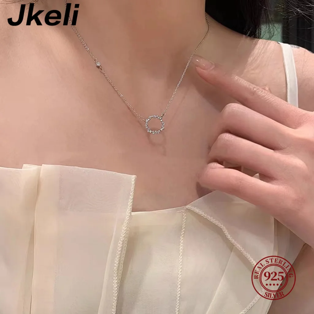 Jkeli-ネックレス金メッキ銀メッキ,100% s925,18k,ネックレス,完全なダイヤモンド,日本と韓国のジュエリー,チェーン