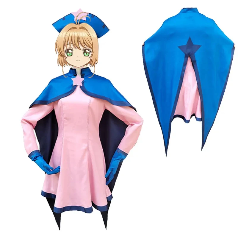 

Comic-con Kinomoto Cosplay Wigs And Dresses Cardcaptor Sakura Costume Magical Girl Cloak Halloween Anime Costumes gf;.9