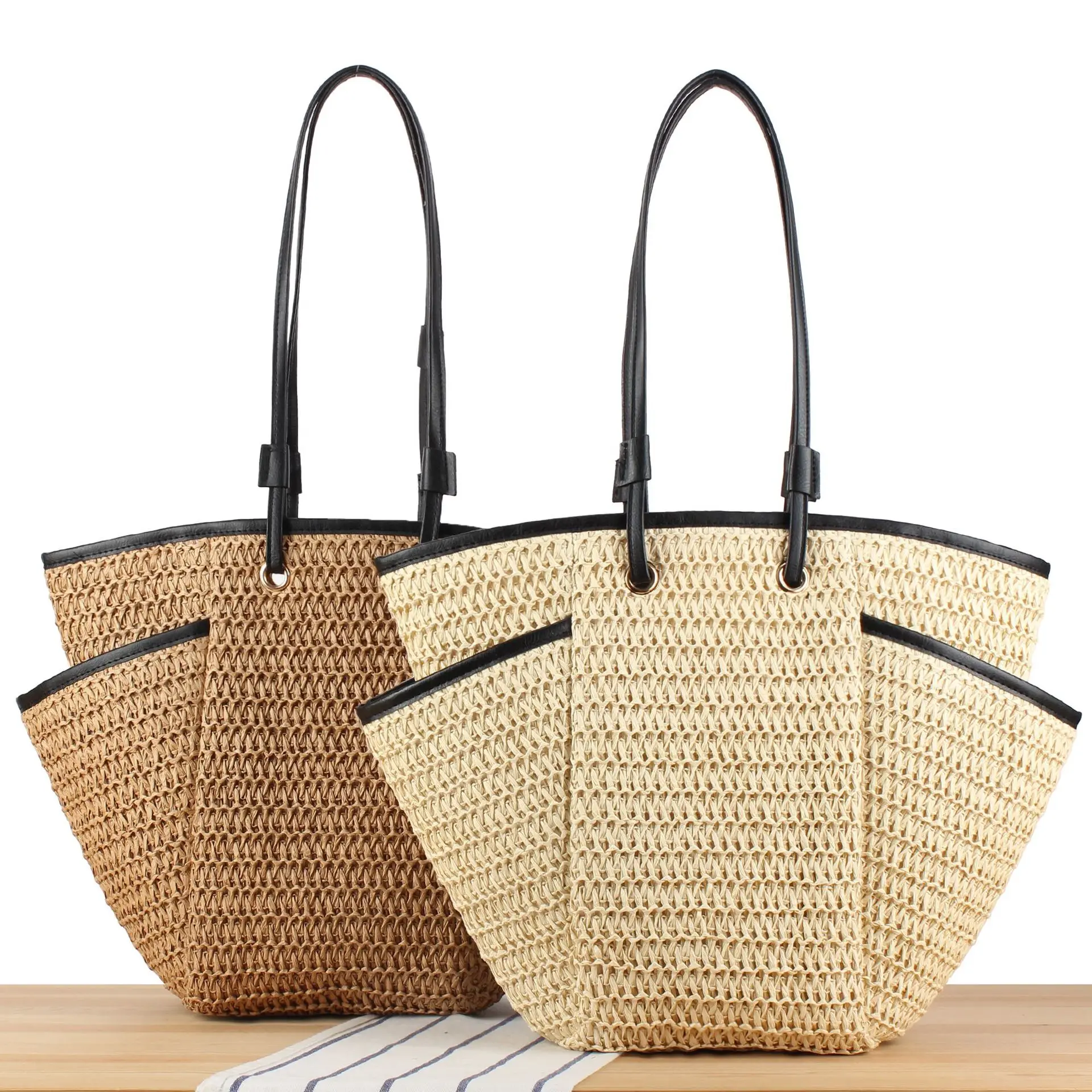 

Large Capacity Straw Tote Bag Paper Rope Woven Bags for Women Shoulder Bag Summer Designer Bags Travel Beach Bags Shopper Purses