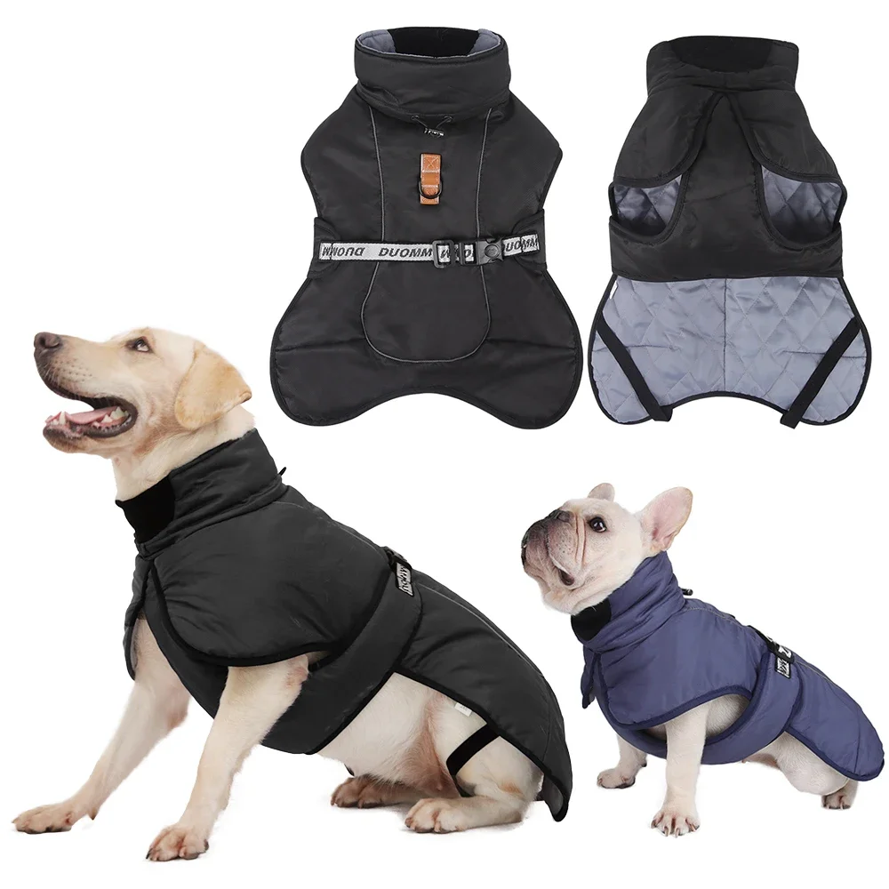 Winter warme Hundekleidung für mittelgroße und große Hunde, reflektierend, winddicht, Haustier, verdickte Daunenjacke, Labrador, Mantel mit französischer Bulldogge, Outfits