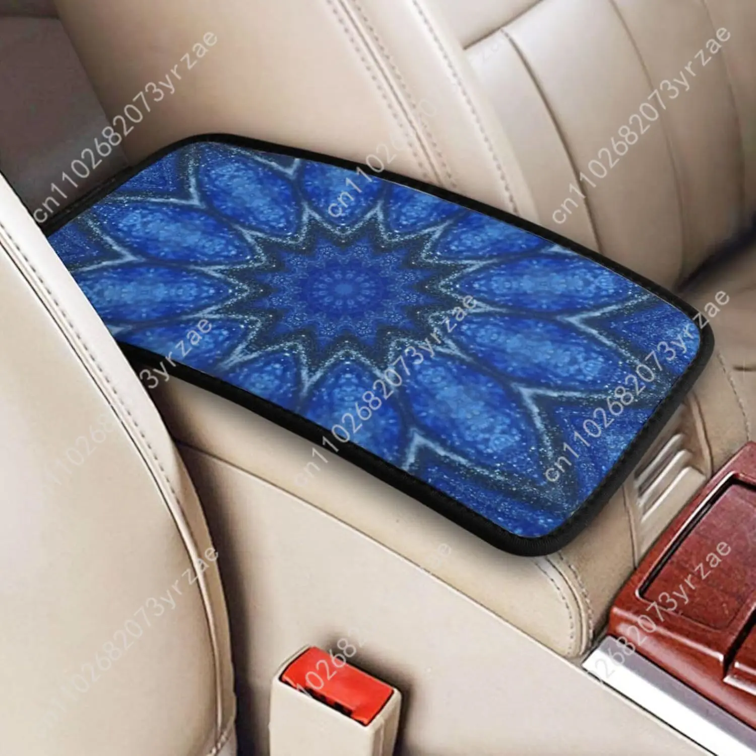 

Lotus Mandala Floral Universal Car Armrest Mats High Quality Non-Slip Car Armrest Cover Elastic Straps Car Interior Accessories