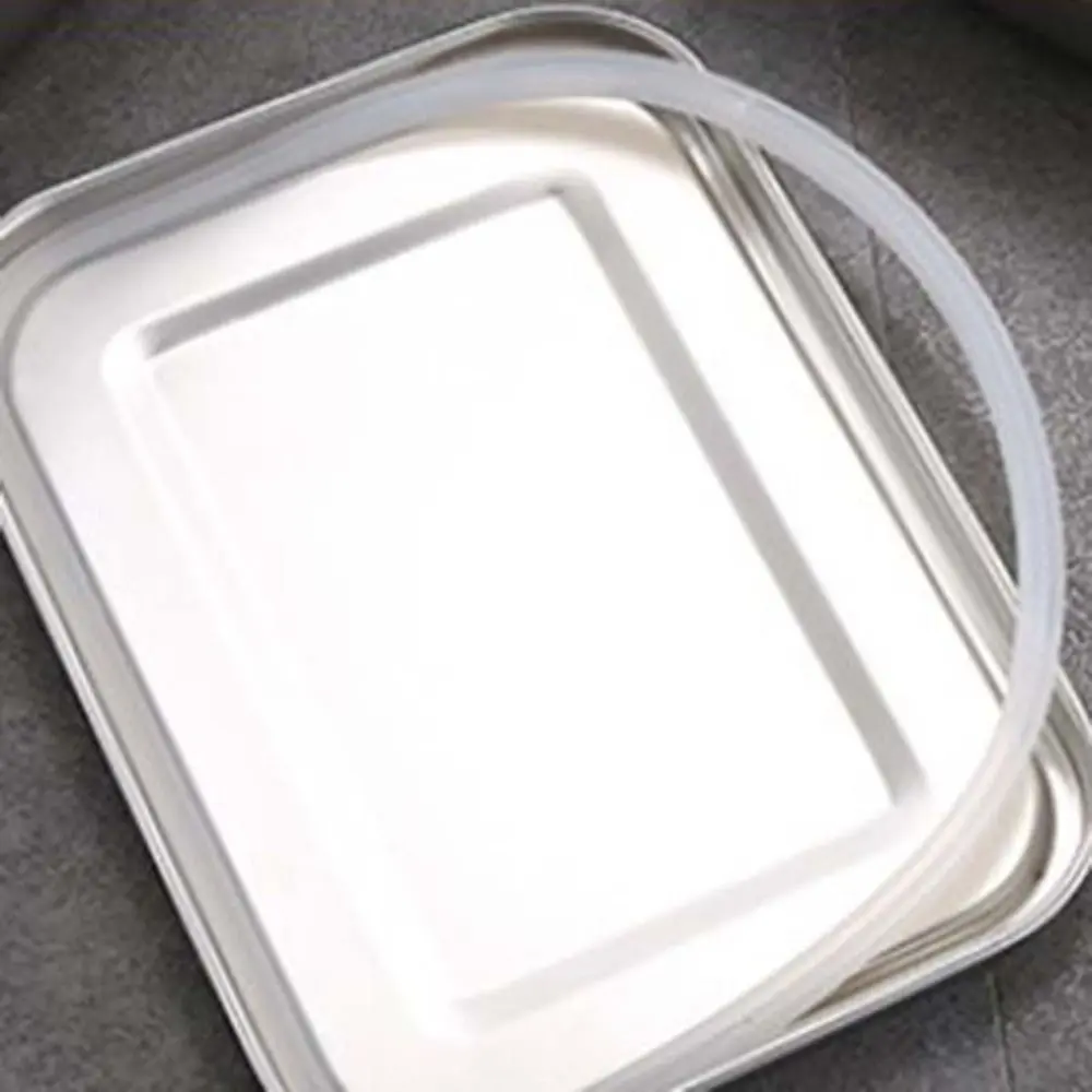 Rectangular 304 Stainless Steel Lunch Box Separated Removable Partitions Food Container with Sealing Strip Leakproof #4