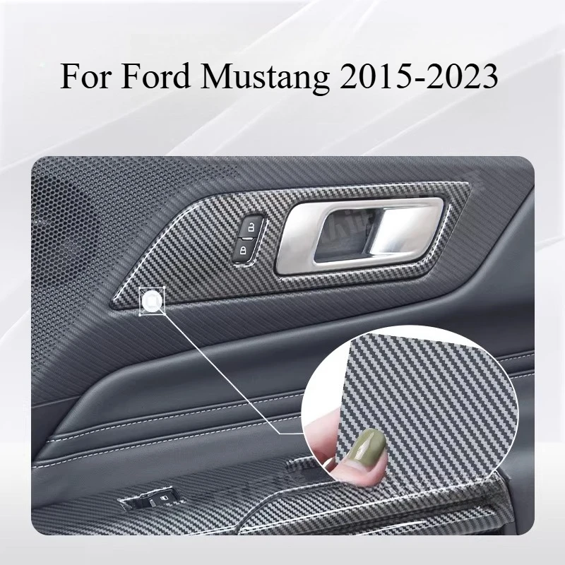 

For Ford Mustang 2015-2023 Abs Stainless Steel Mustang Modified Carbon Door Inner Handle Frame Interior Accessories Automobiles